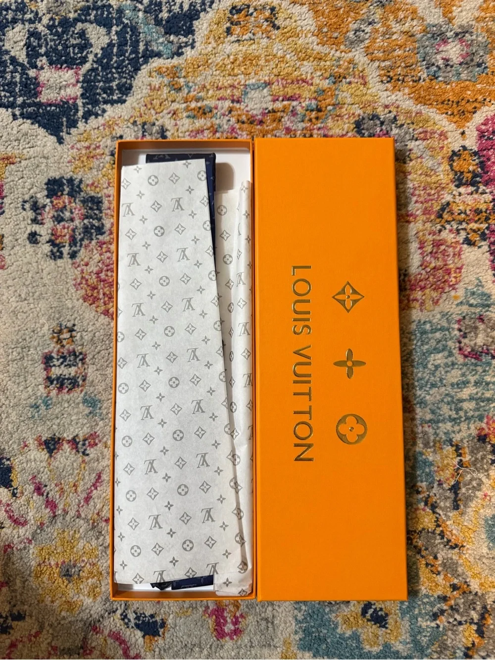 Louis Vuitton Navy Blue Monogram Silk Tie - Picture 7 of 7